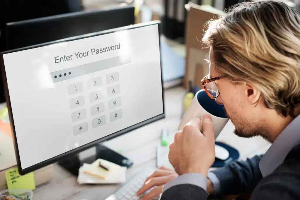 Man logging in to an account
