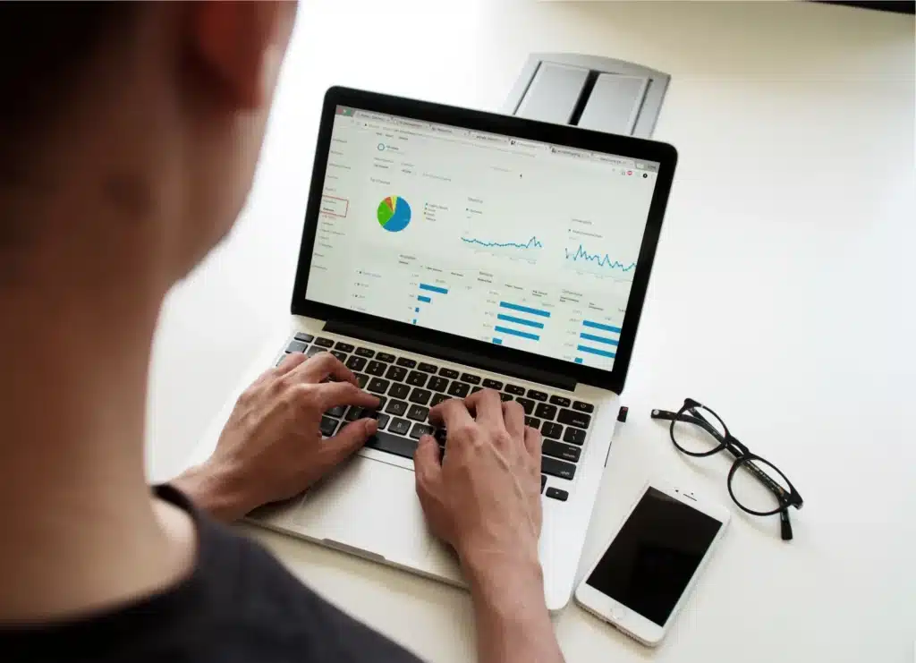 Man performing data analysis